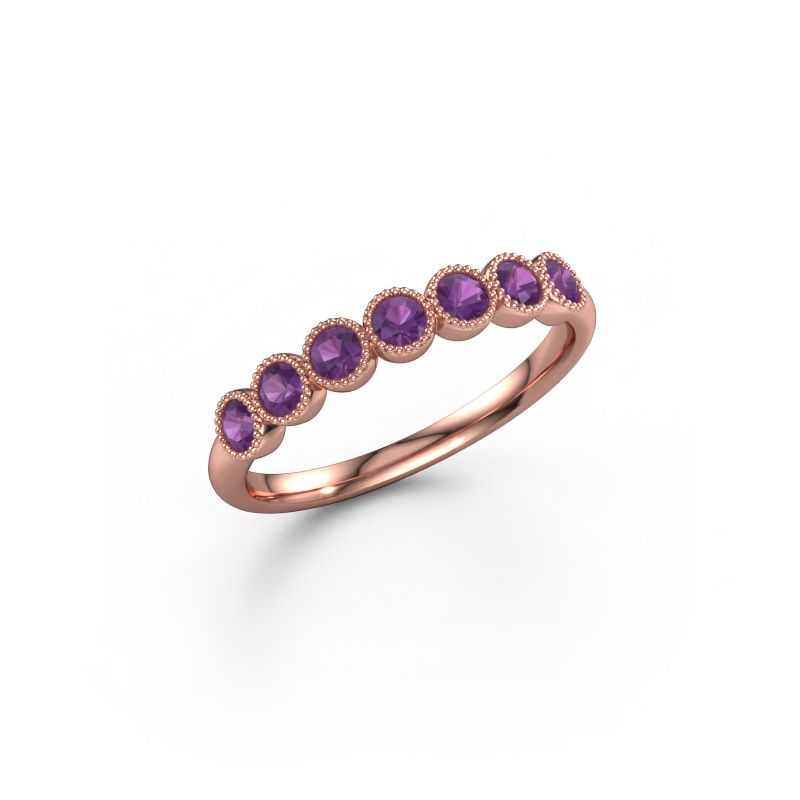 Ring Mariam half 585 rosé goud amethist 2.4 mm
