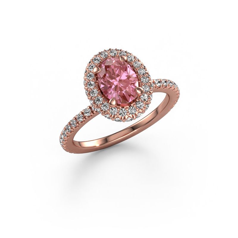 Engagement ring Talitha OVL 585 rose gold pink lab grown diamond 7x5 mm