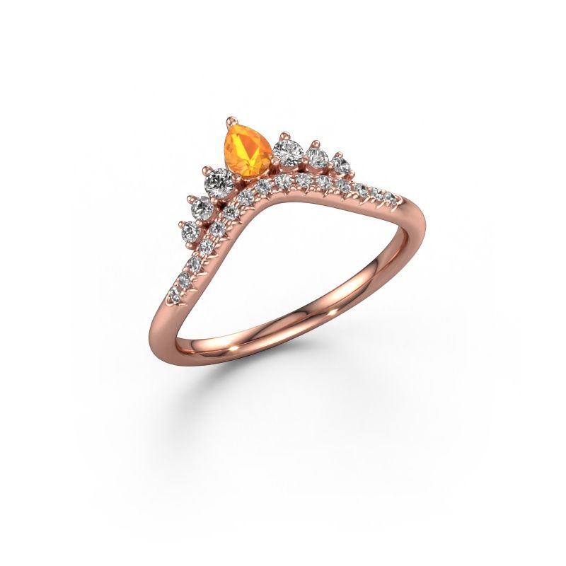 Vorsteckring Crown A 585 Roségold Citrin 4x3 mm