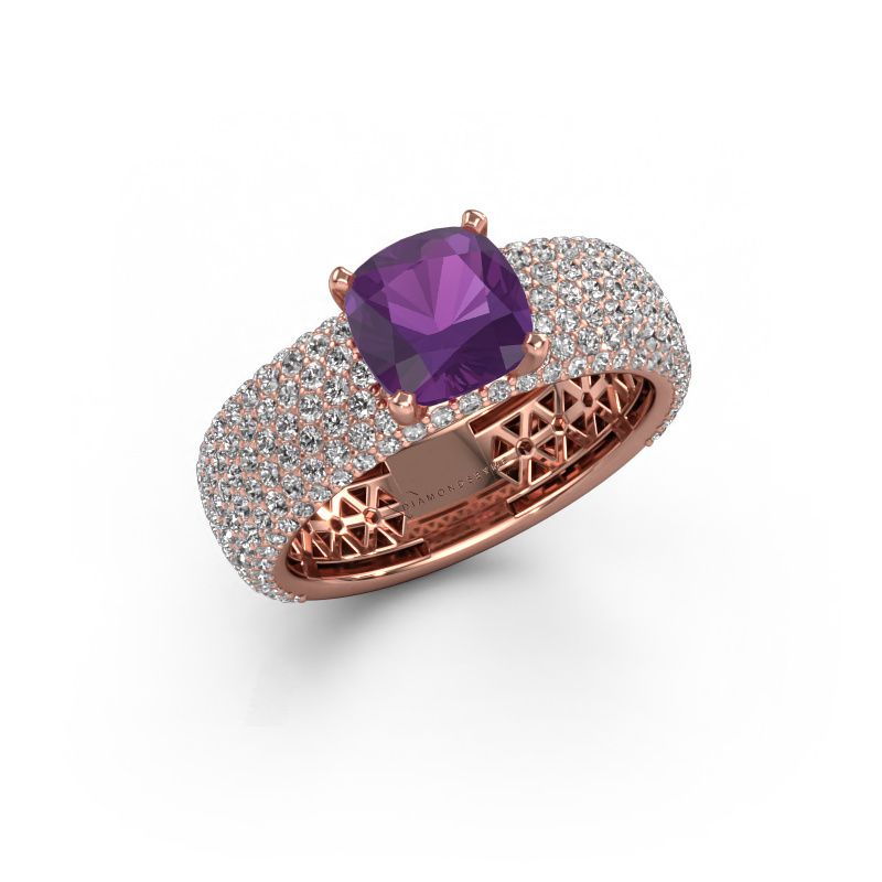 Verlovings ring Darcy 585 rosé goud amethist 7 mm