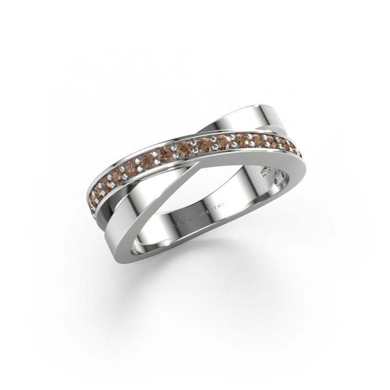 Bague Essie 585 or blanc diamant brun 0.36 crt