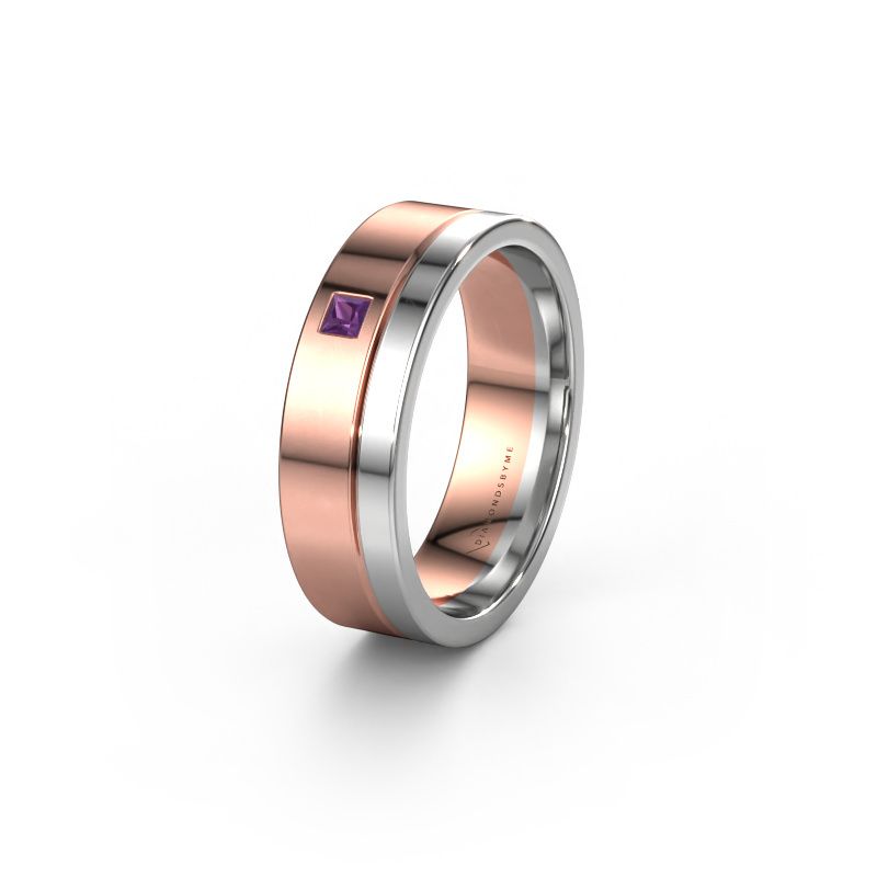Trouwring WH0301L16APSQ 585 rosé goud amethist ±6x1.7 mm