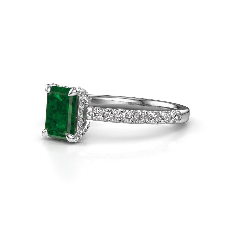 Image of Engagement ring saskia eme 1<br/>585 white gold<br/>Emerald 7x5 mm