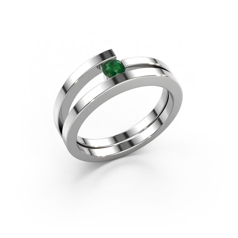 Ring Sandy 585 white gold emerald 3.4 mm