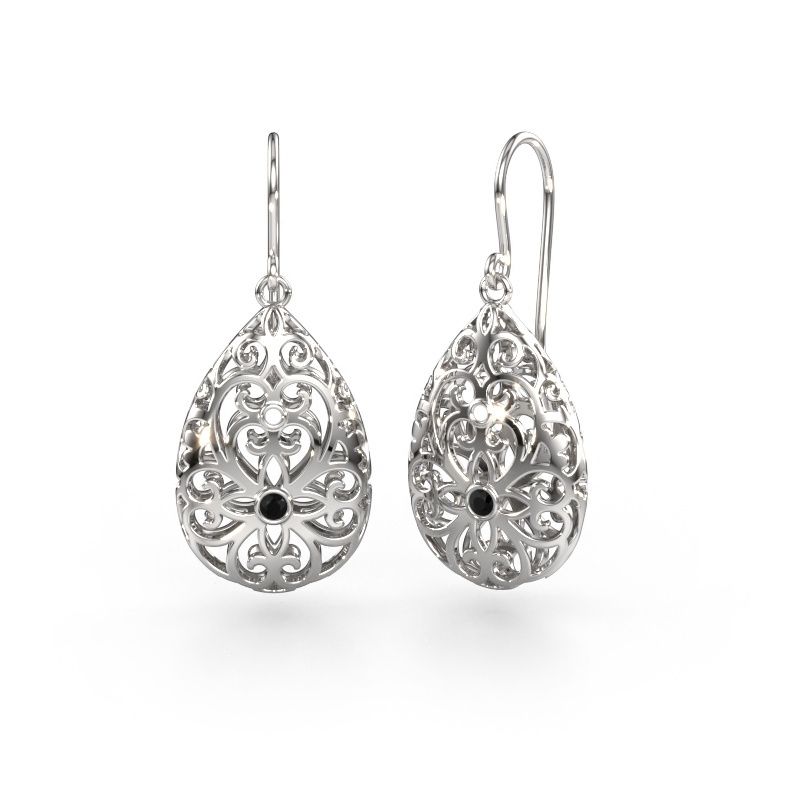 Drop earrings Idalia 2 585 white gold black diamond 0.108 crt