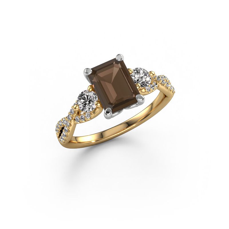 Verlovingsring Marilou EME 585 goud rookkwarts 8x6 mm