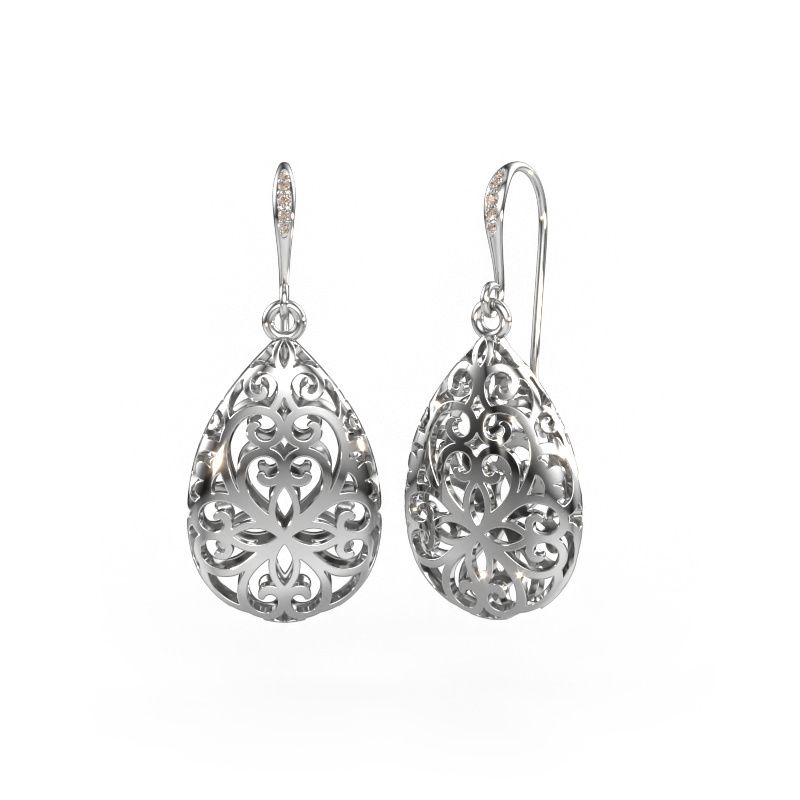 Drop earrings Idalia 1 585 white gold brown diamond 0.033 crt