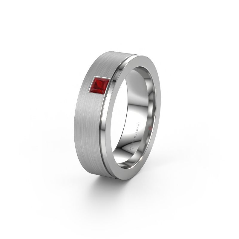 Trouwring WH0550L16CMP 950 platina robijn ±6x2.2 mm