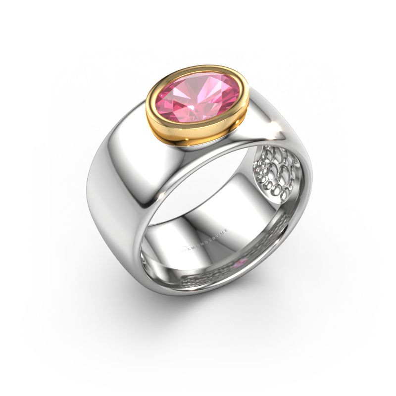 Bague Anouschka 585 or blanc saphir rose 8x6 mm