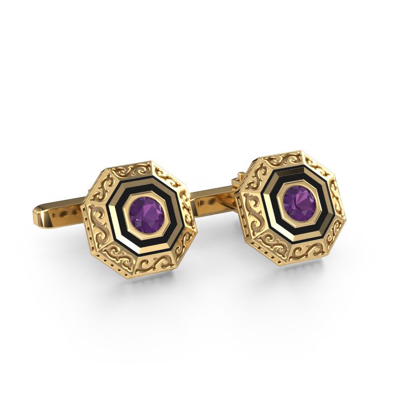 Cufflinks Dion 585 gold amethyst 5 mm
