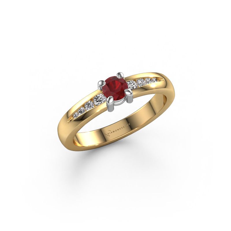 Bague de fiançailles Zohra 585 or jaune rubis 4 mm