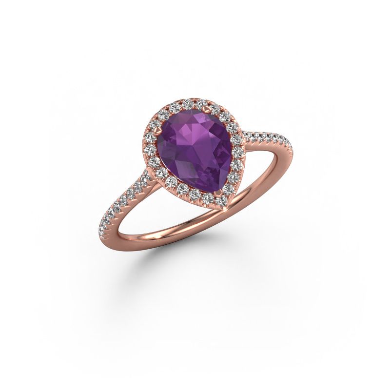 Bague de fiançailles Seline per 2 585 or rose améthyste 8x6 mm