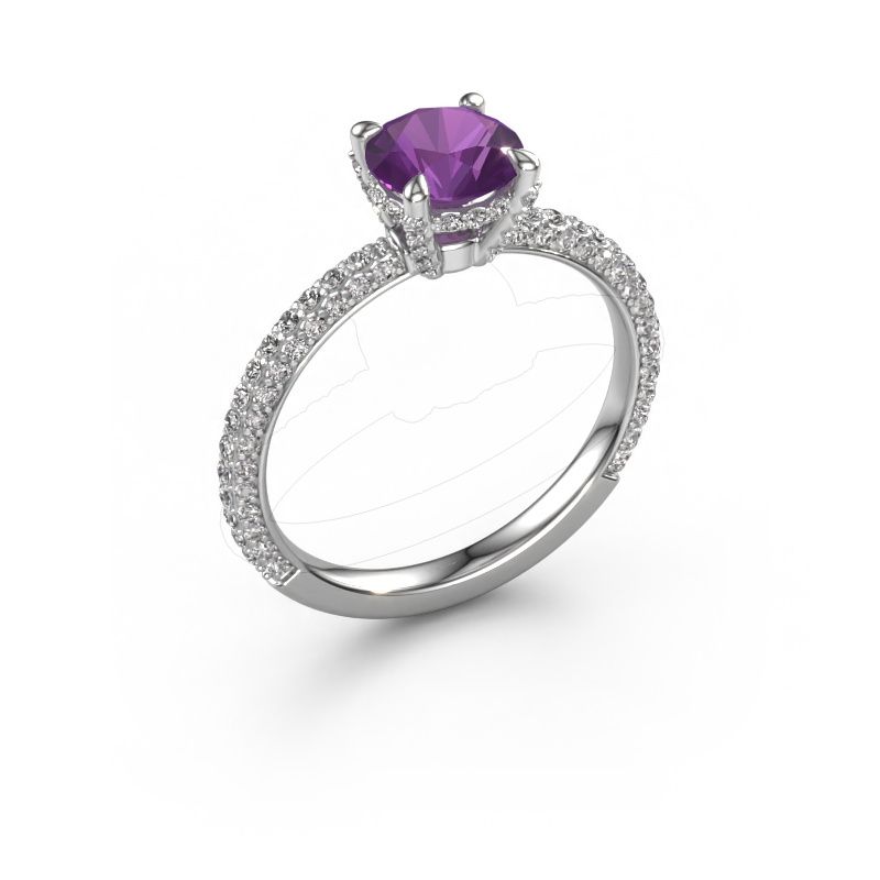 Verlovingsring Saskia RND 2 585 witgoud amethist 7 mm