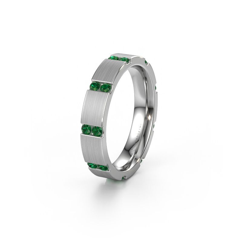 Weddings ring WH2132L14BM 950 platinum emerald ±4x2.2 mm