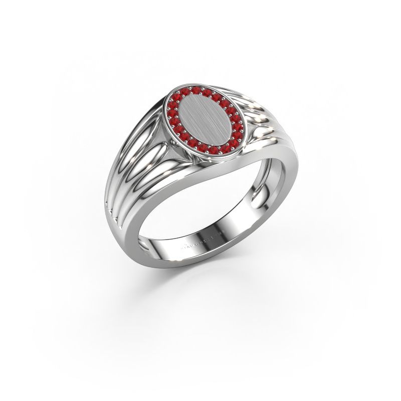 Pinkring Marinus 585 witgoud robijn 1.2 mm
