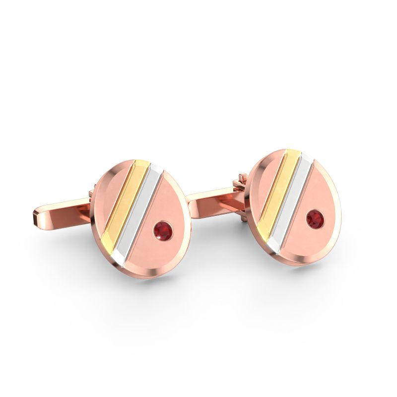 Manchetknopen Wesley 585 rosé goud robijn 2.7 mm