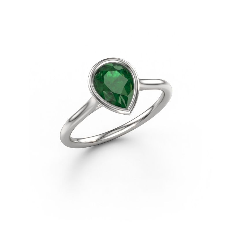 Engagement ring Lavon Per 585 white gold emerald 8x6 mm