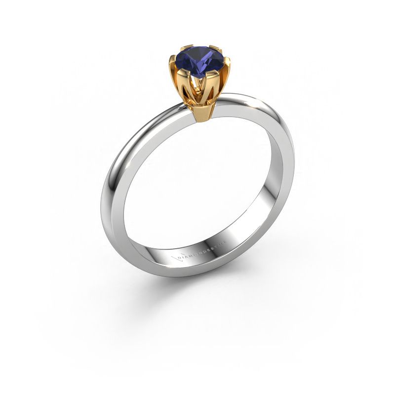 Verlobungsring Julia 585 Weißgold Saphir 4 mm