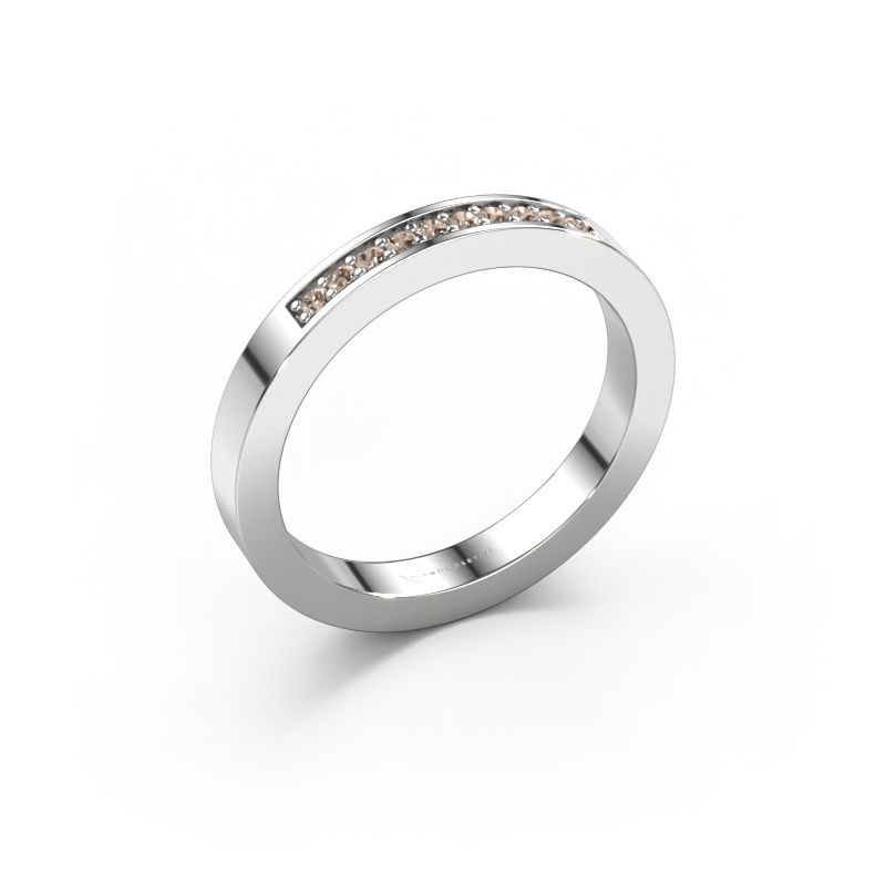Stackable ring Loes 3 585 white gold brown diamond 0.10 crt