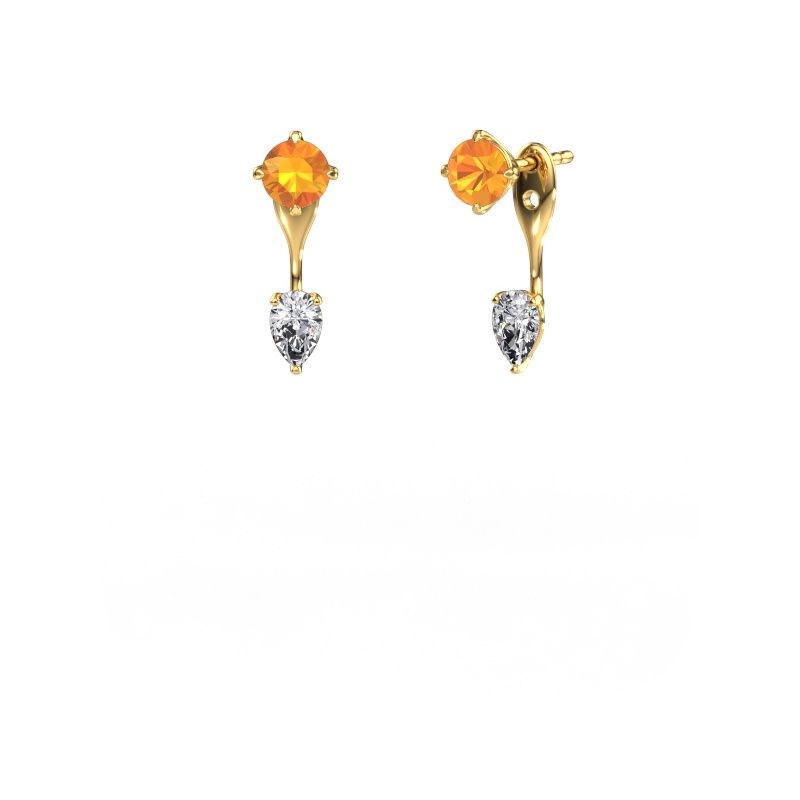 Drop earrings Kate RND-PER 585 gold citrin 5 mm