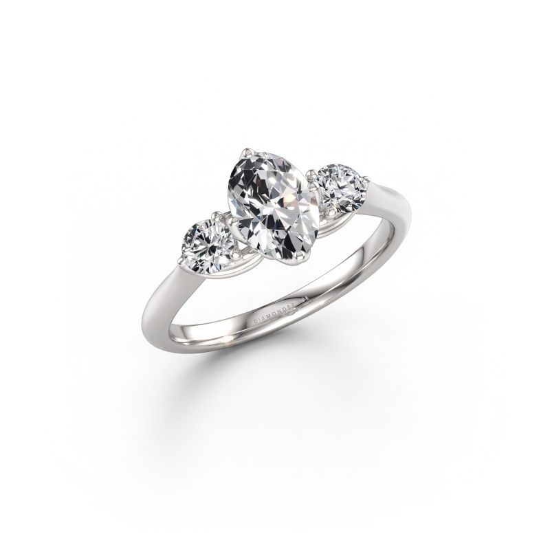 Engagement ring Vosje OVL 585 white gold lab grown diamond 1.20 crt