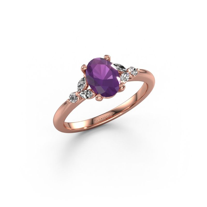 Engagement ring Megan OVL 585 rose gold amethyst 7,5x5,5 mm