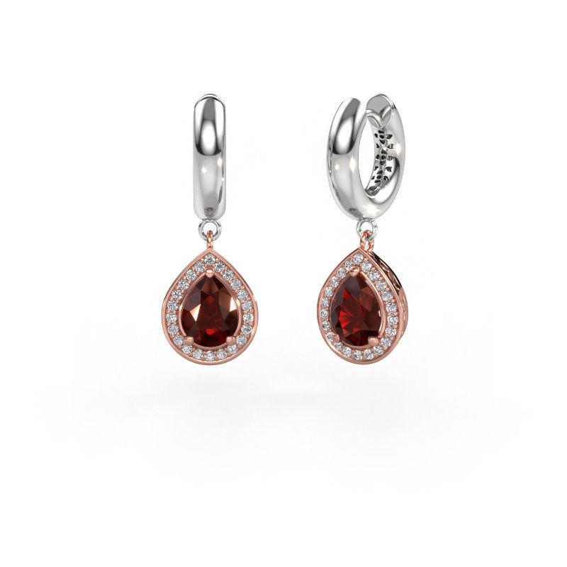 Pendants d'oreilles Barbar 1 585 or rose grenat 7x5 mm