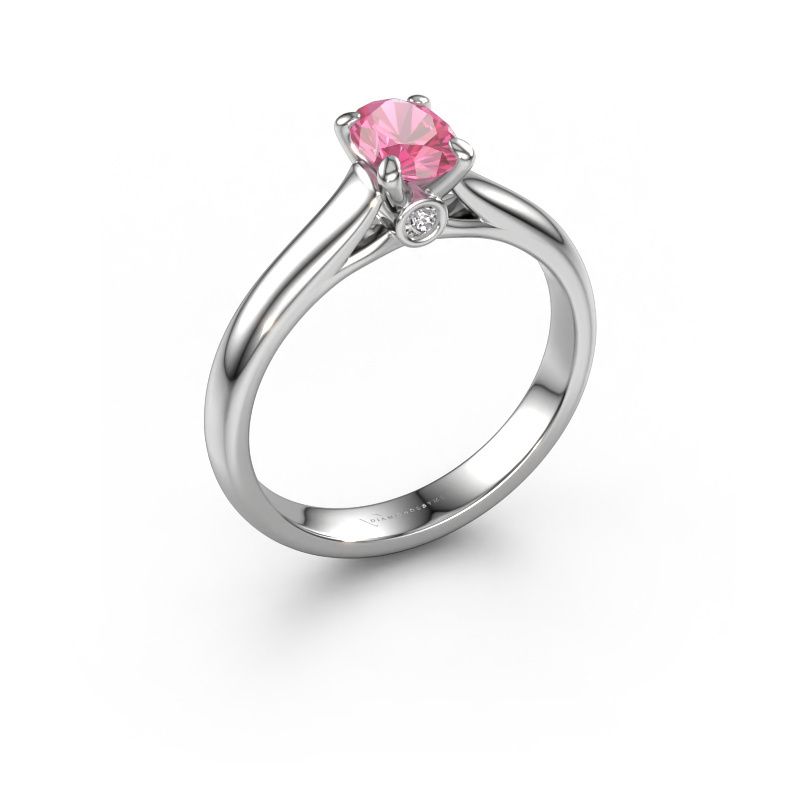 Engagement ring Valorie ovl 1 950 platinum pink sapphire 6.5x4.5 mm