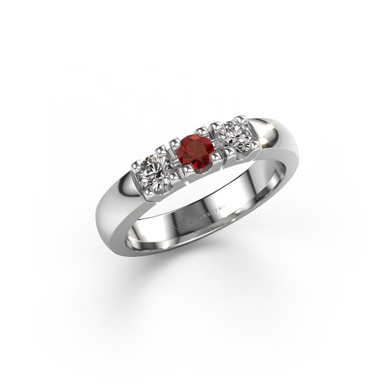 Bague Rianne 3 585 or blanc grenat 3.4 mm