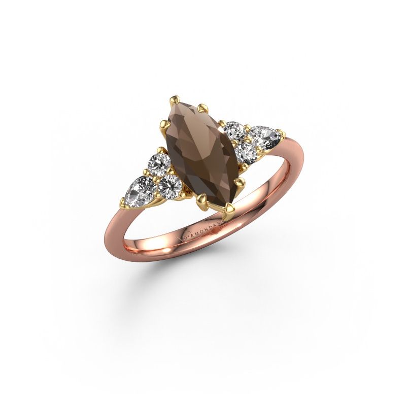 Verlobungsring Melani MRQ 585 Roségold Rauchquarz 11x5.5 mm