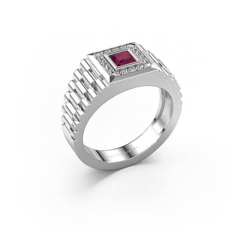 Bague pour homme Zilan 950 platine rhodolite 4 mm