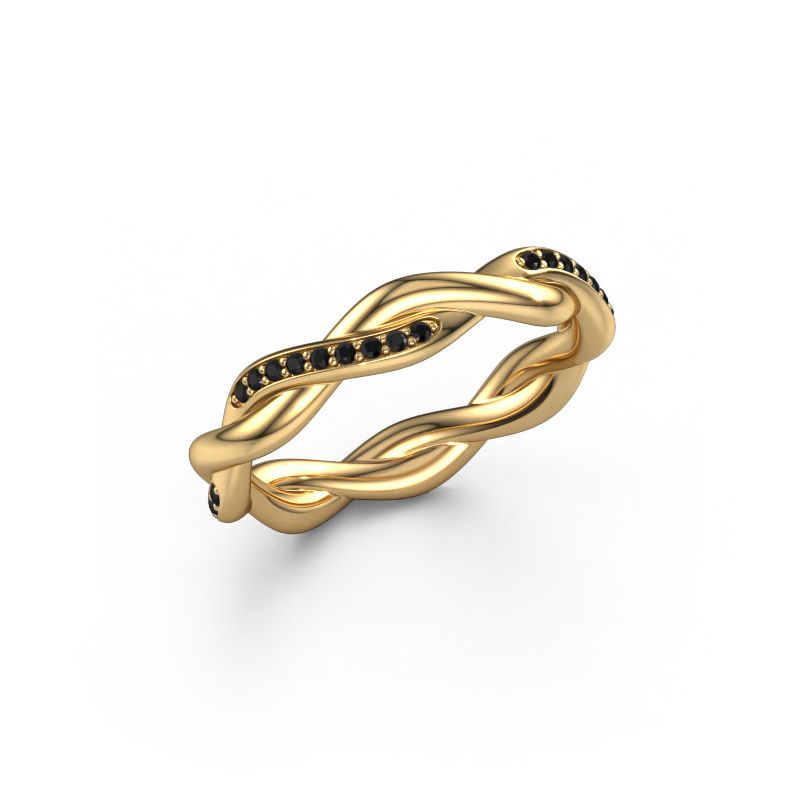 Stackable ring Swing half 585 gold black diamond 0.216 crt