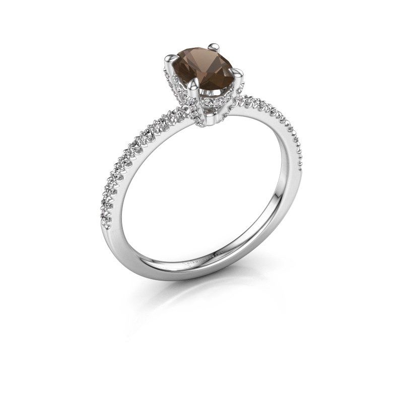 Image of Engagement ring saskia 1 ovl<br/>950 platinum<br/>Smokey quartz 7x5 mm
