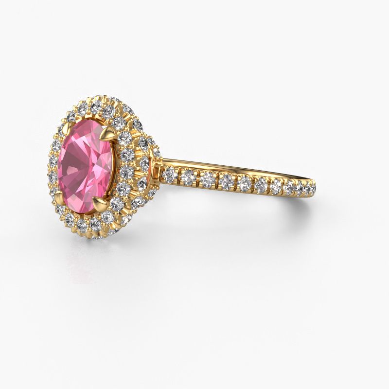 Image of Engagement ring Talitha OVL 585 gold pink sapphire 7x5 mm