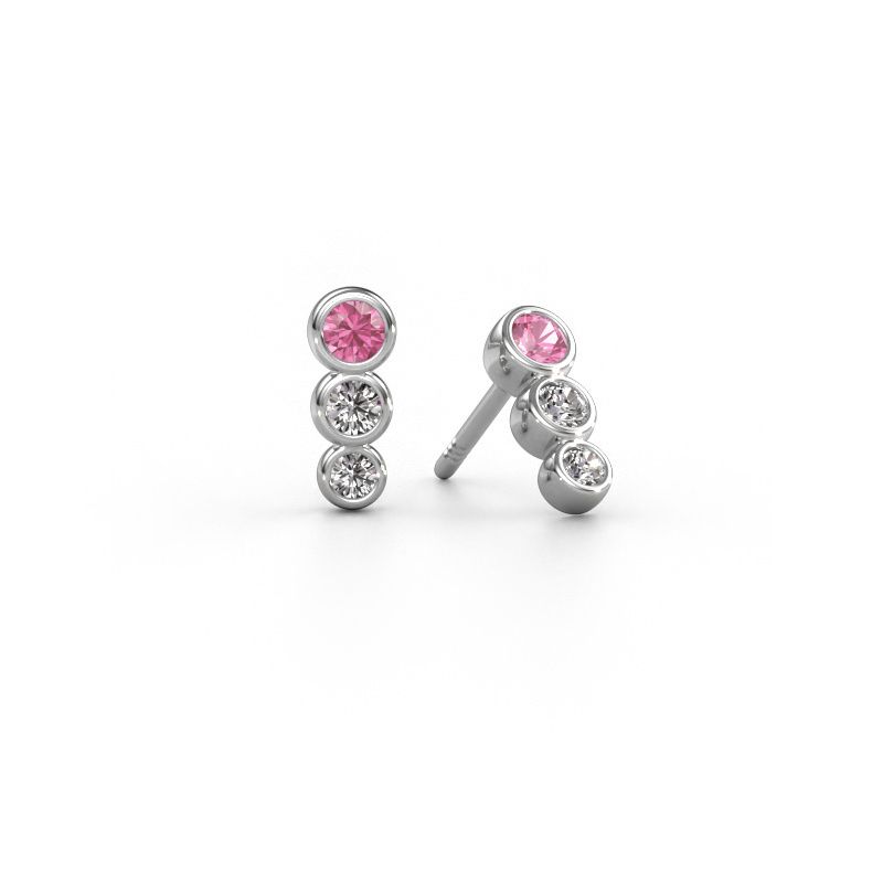 Earrings Felica 585 white gold pink sapphire 2.7 mm