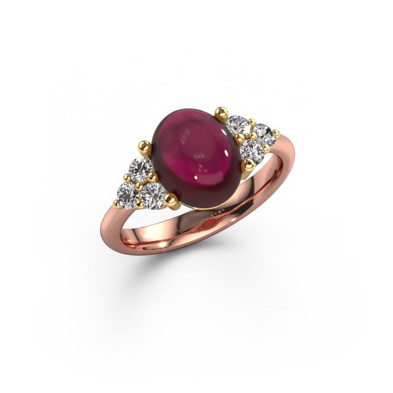 Bague Clarice 585 or rose grenat 10x8 mm