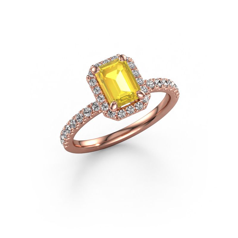 Engagement ring Miranda EME 585 rose gold yellow sapphire 7x5 mm