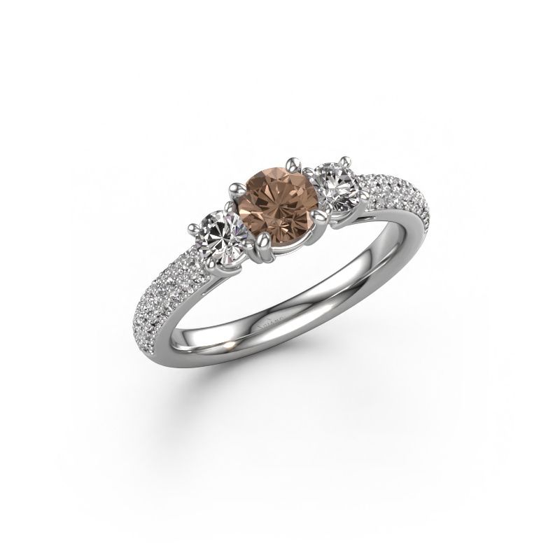 Verlovingsring Marielle RND 950 platina bruine diamant 1.47 crt