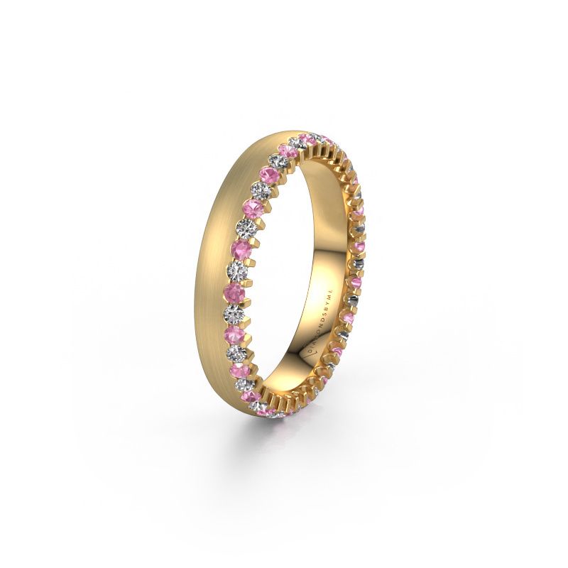 Trouwring WH2138L24B 585 goud roze saffier ±4x2 mm