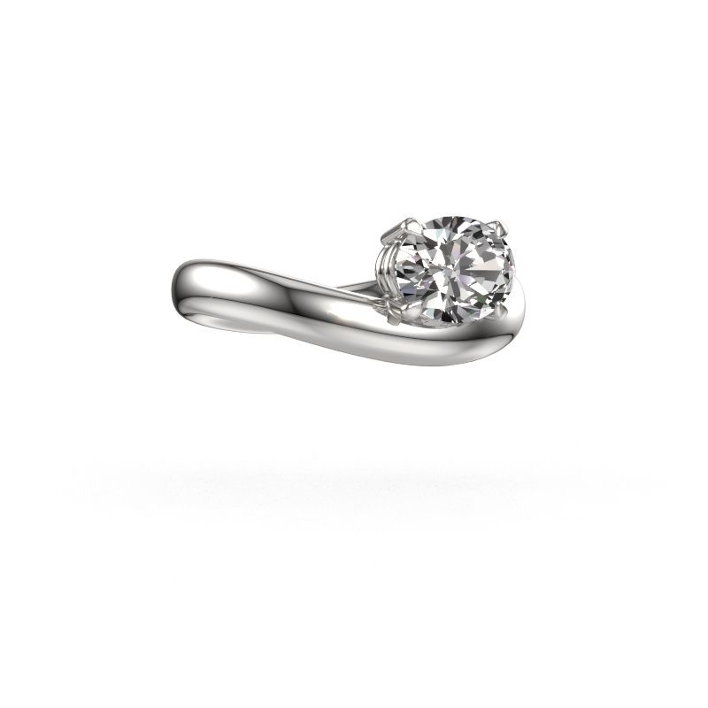 Engagement ring Floor OVL 950 platinum zirconia 8x6 mm