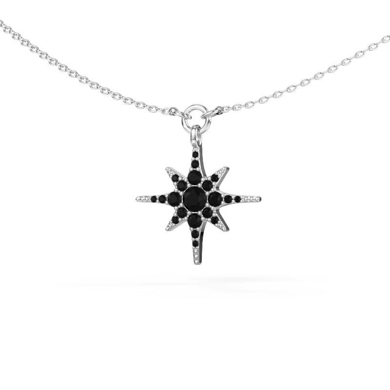 Necklace Star 585 white gold black diamond 0.348 crt