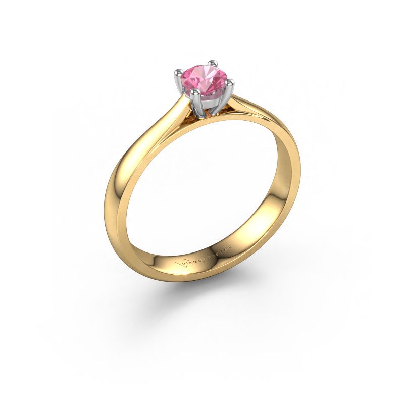 Bague de fiançailles Sam 585 or jaune saphir rose 4.2 mm
