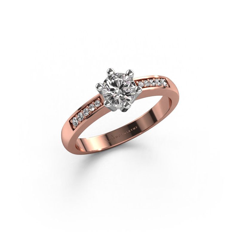 Bague de fiançailles Luna 2 585 or rose zircone 5 mm