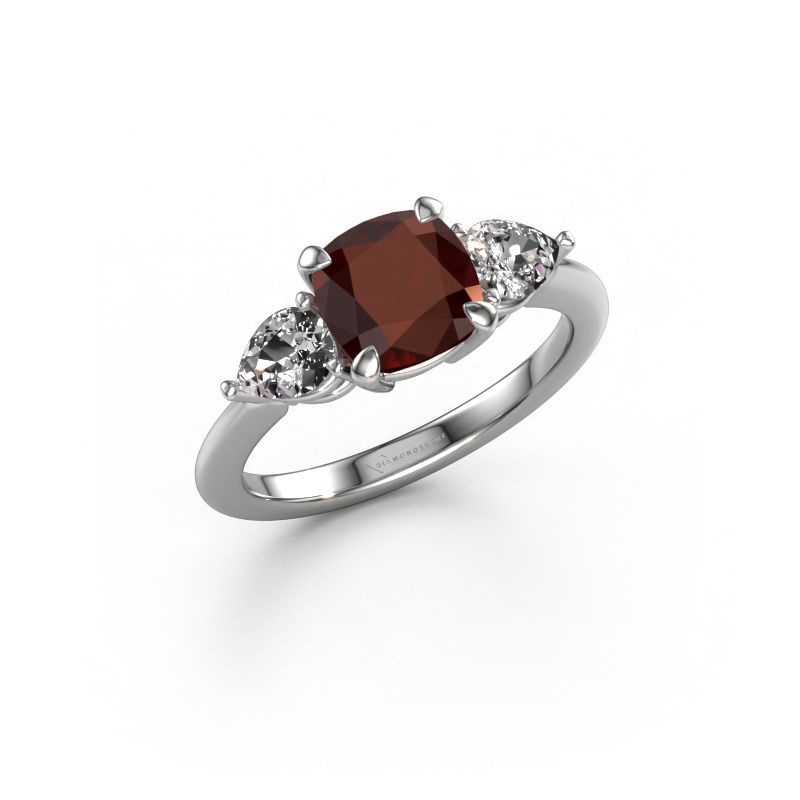 Bague de fiançailles Chanou CUS 950 platine grenat 7 mm