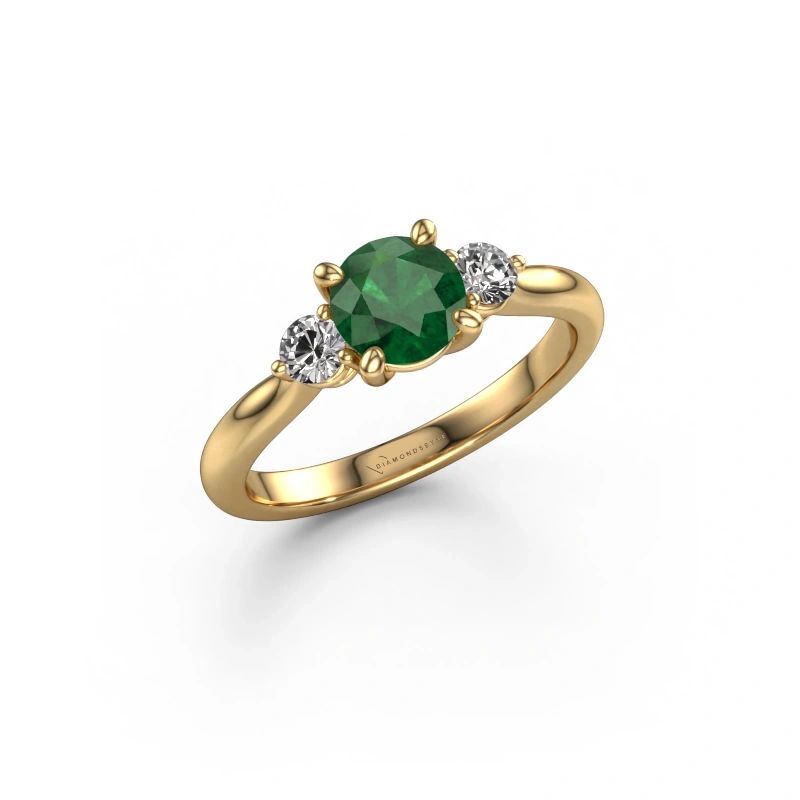 Verlovingsring Lieselot RND 585 goud smaragd 6.5 mm