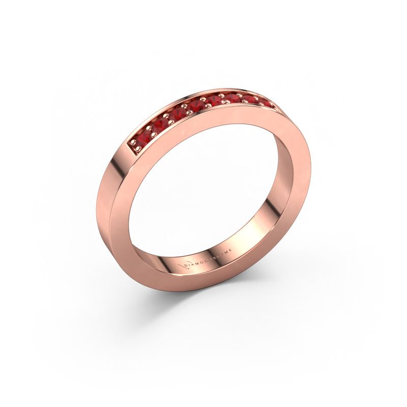Stackable ring Loes 5 585 rose gold ruby 1.7 mm