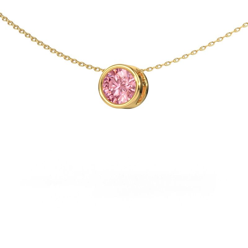 Pendant Lavon RND 585 gold pink lab grown diamond 6.5 mm