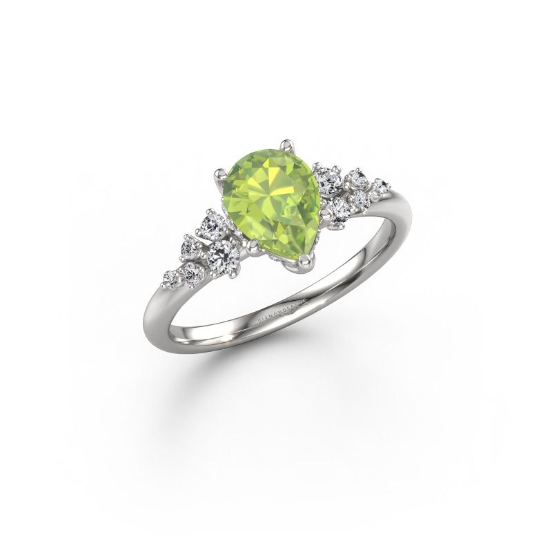 Engagement ring Emma PER 585 white gold peridot 8x6 mm