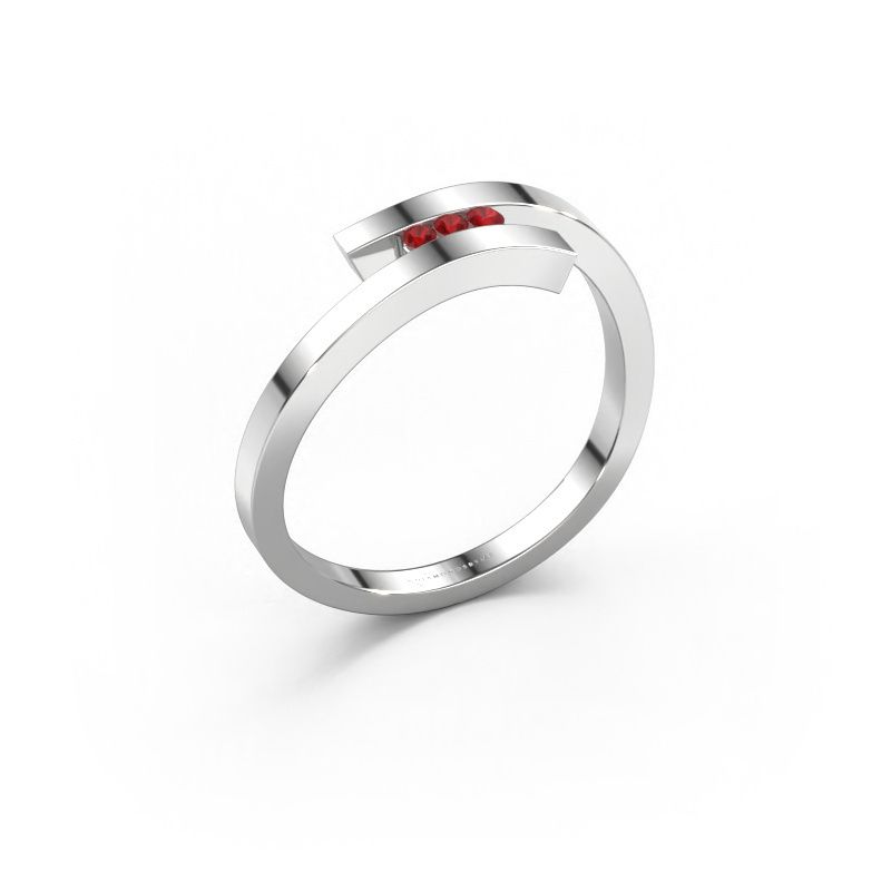 Ring Juliette 585 witgoud robijn 1.6 mm