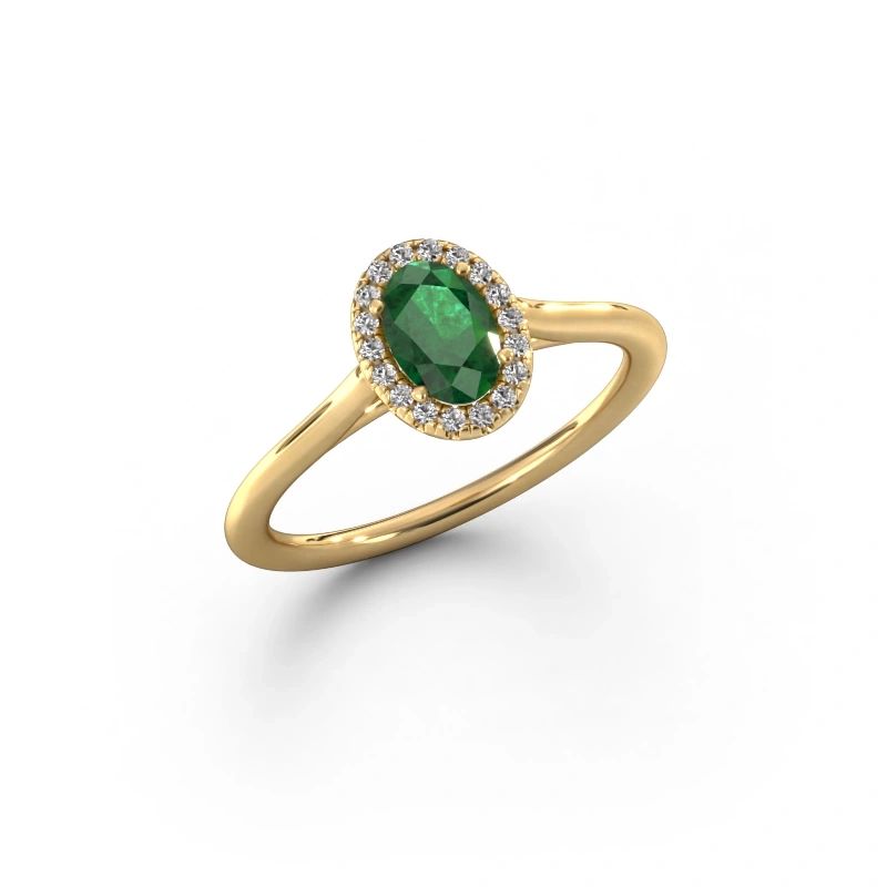 Engagement ring Seline ovl 1 585 gold emerald 6x4 mm